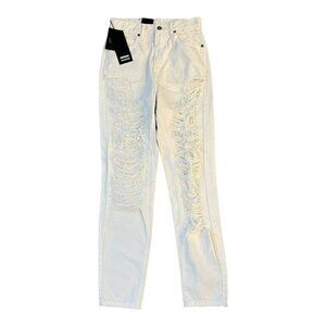 DrDenim Nora White Distressed Jeans Sky High Regular Fit Relaxed Leg